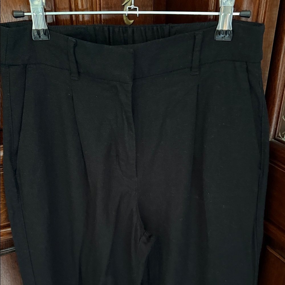 Old Navy Black Linen Pleated Wide Leg Trousers - Picture 3 of 6